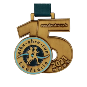 Custom made medal for Elbe Ohre Cup Laufserie 2021