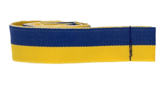 Ribbon for medal in blue — yellow colour