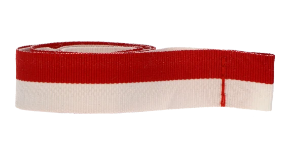 Ribbon for medal in white — red colour