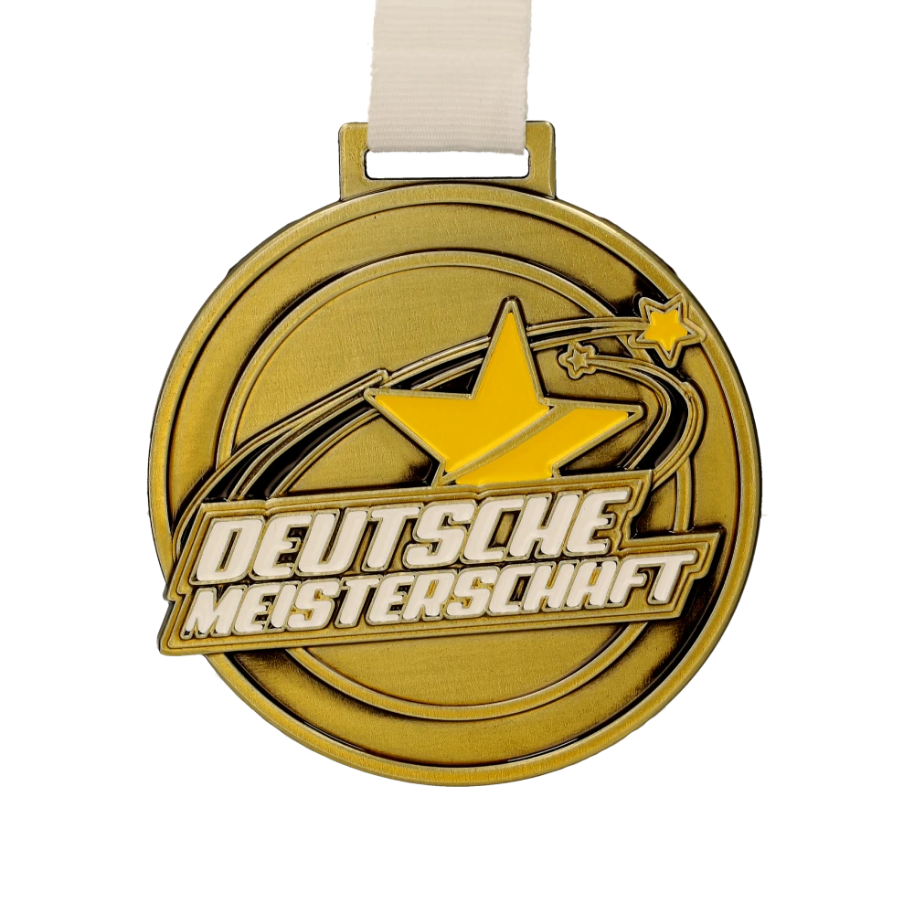 Gold Deutsche Meisterschaft medal with white ribbon