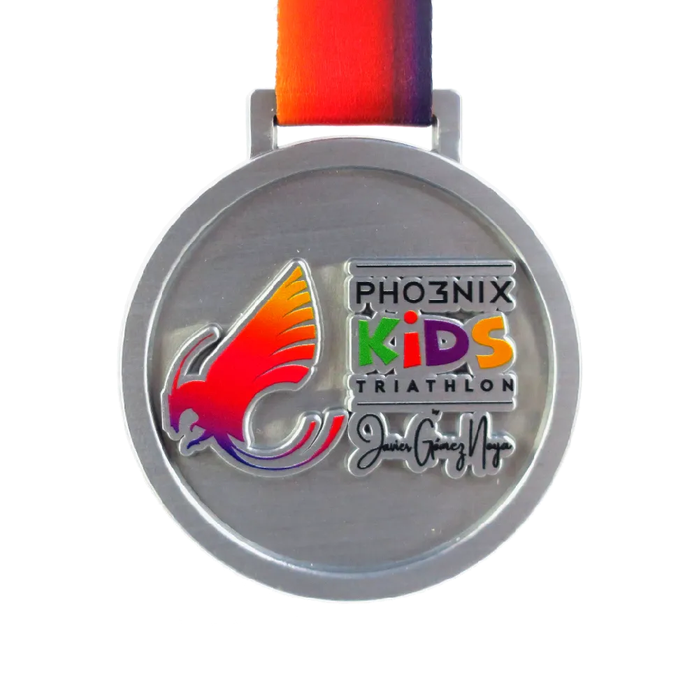 Metal Medal with Colored Phoenix on the Front