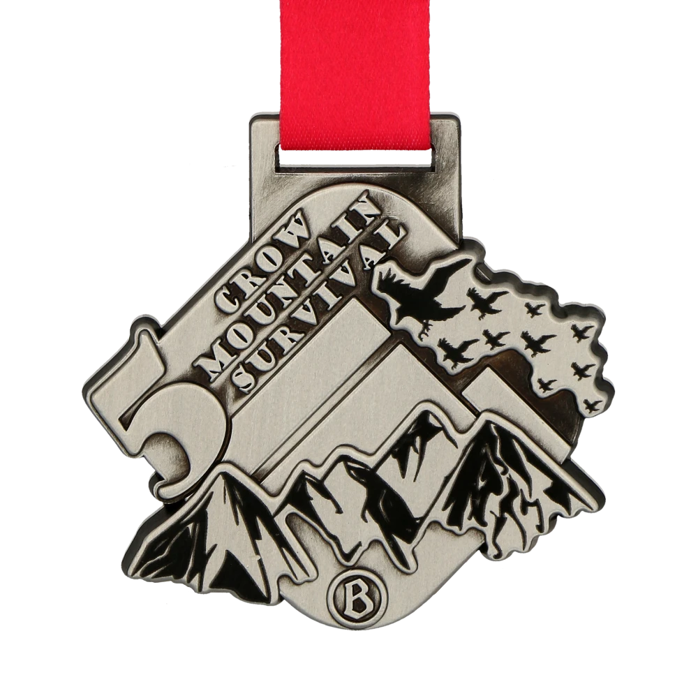 Silver Medal with Mountain Theme