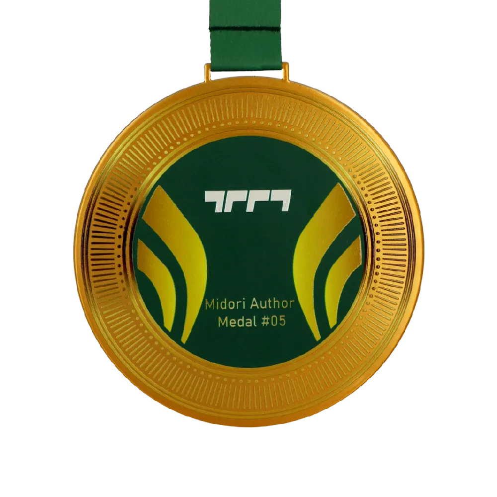 Gold Medal with Green Print Inside