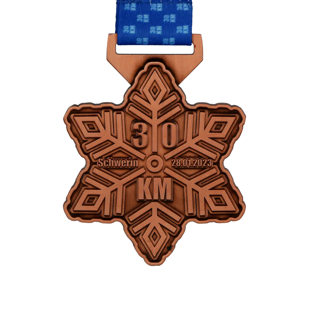 Bronze Medal in the Shape of a Snowflake