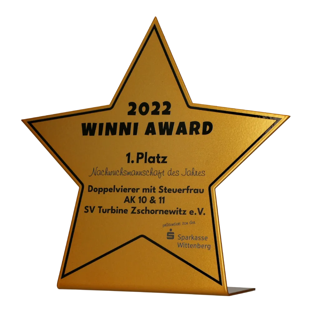 Star-Shaped Statuette with Black Printed Company Name