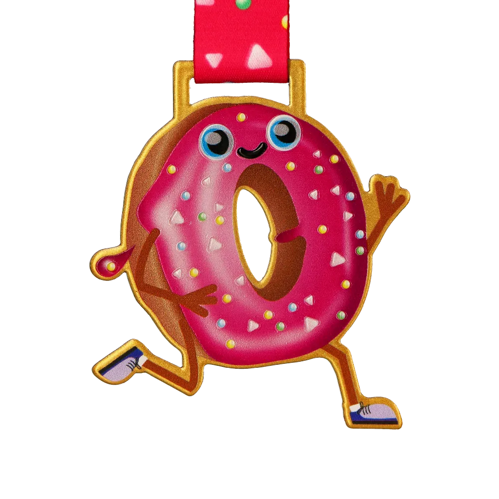 Pink Donut-shaped Medal with Arms and Legs