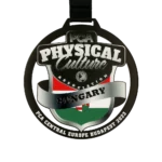 Round, Metal Medal with a Print Theme of Strength Sports