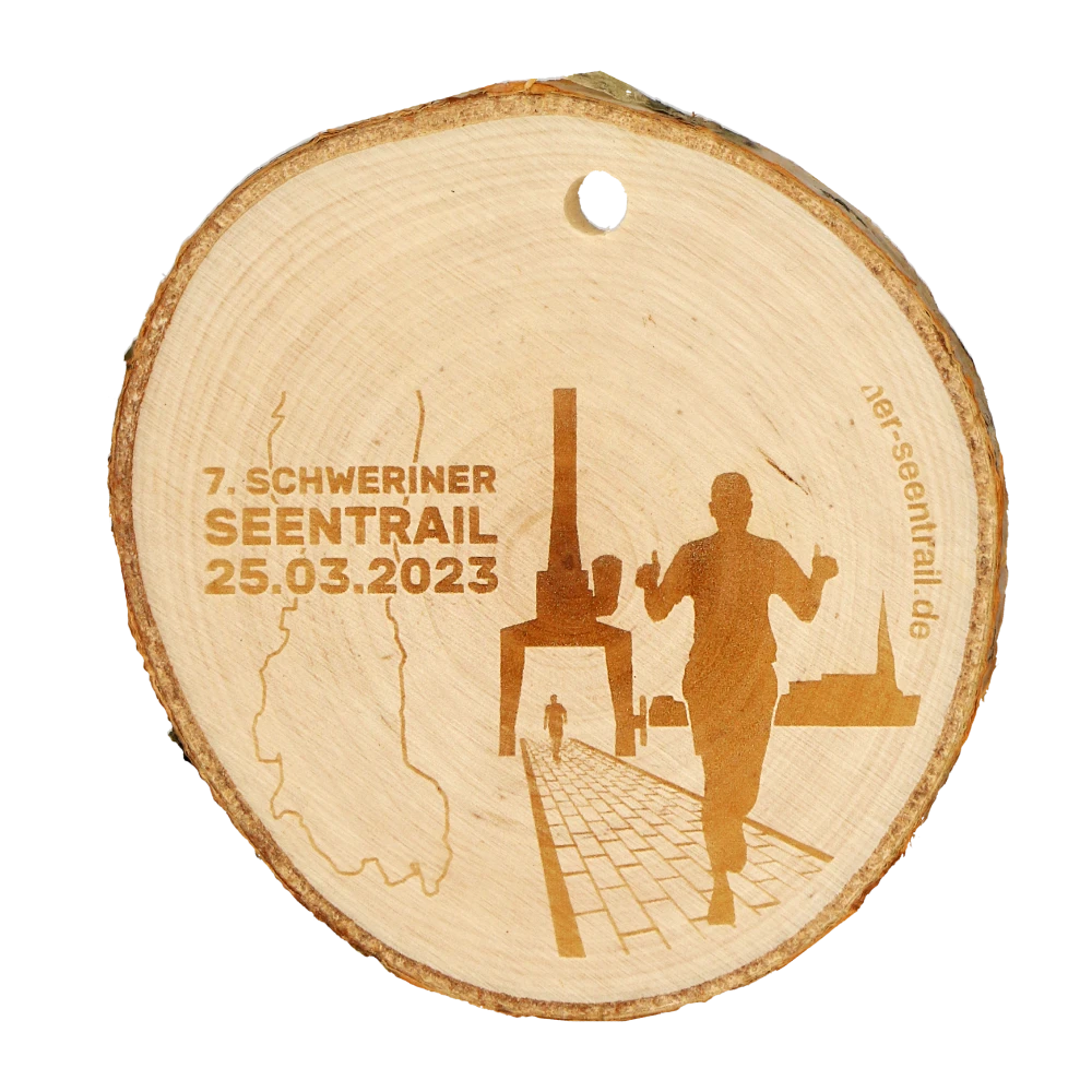 Round Wooden Running-Themed Medal