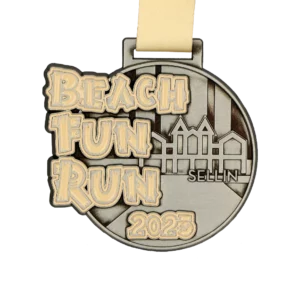 Custom made medal for Beach Fun Run 2023