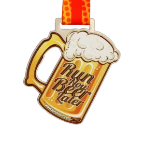 Custom made medal for Run Now Beer Later