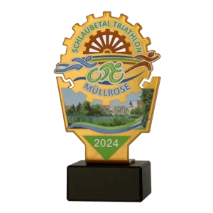 Custom made trophy for Schlaubetal Triathlon 2024