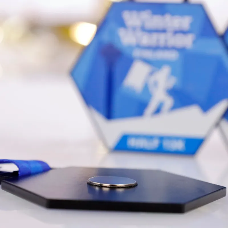 Magnetic display base for Winter Warrior hexagonal medal