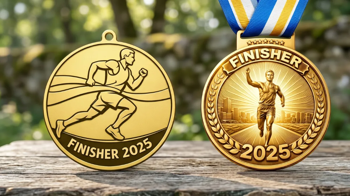 Confronto tra il risultato di un prompt IA generico (medaglia non producibile) e l'output di un prompt strutturato a sei livelli pronto per la pressofusione